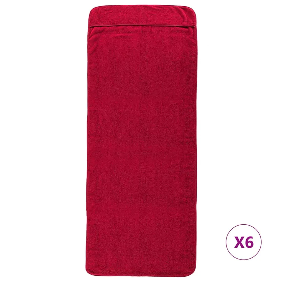 Serviettes de plage 6 pcs bordeaux 60x135 cm tissu 400 GSM - 3