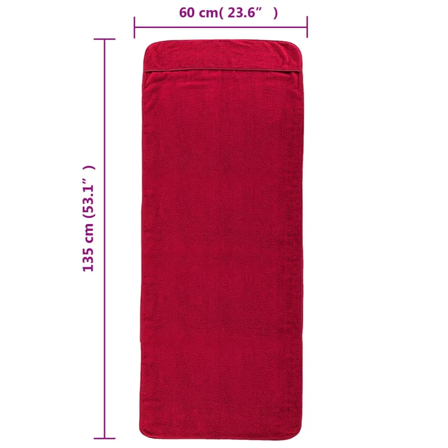 Serviettes de plage 6 pcs bordeaux 60x135 cm tissu 400 GSM - 8