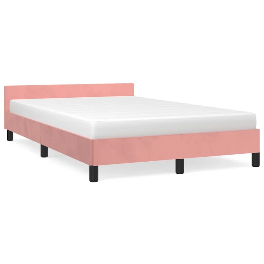 Cadre de lit et tête de lit sans matelas rose 120x200cm velours - 2