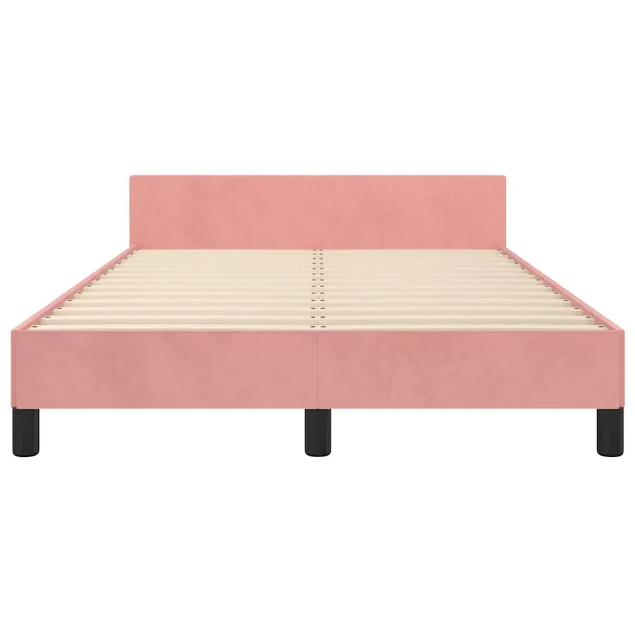 Cadre de lit et tête de lit sans matelas rose 120x200cm velours - 5