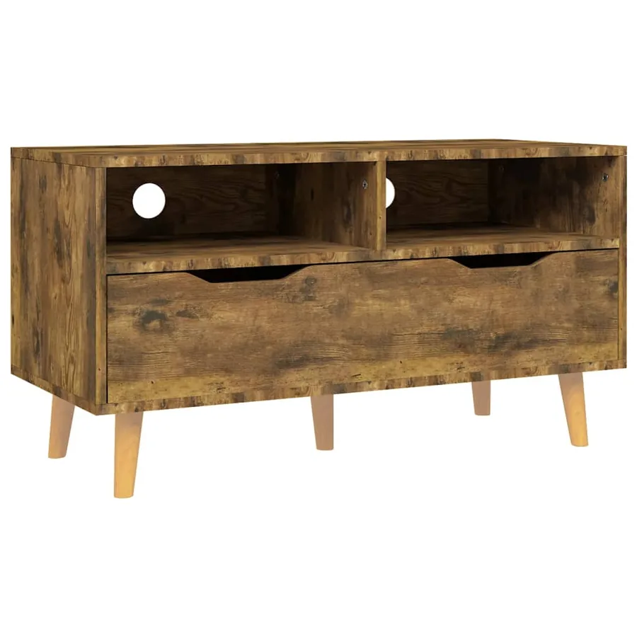 Meuble TV chêne fumé 90x40x48,5 cm bois d'ingénierie - 2