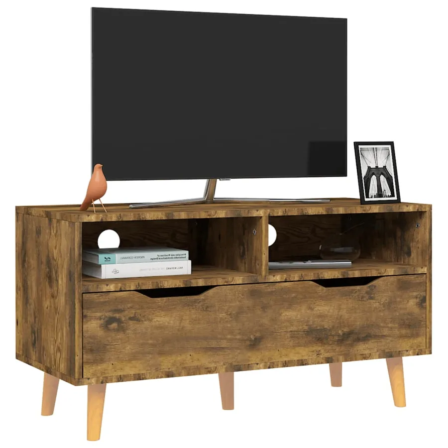 Meuble TV chêne fumé 90x40x48,5 cm bois d'ingénierie - 3