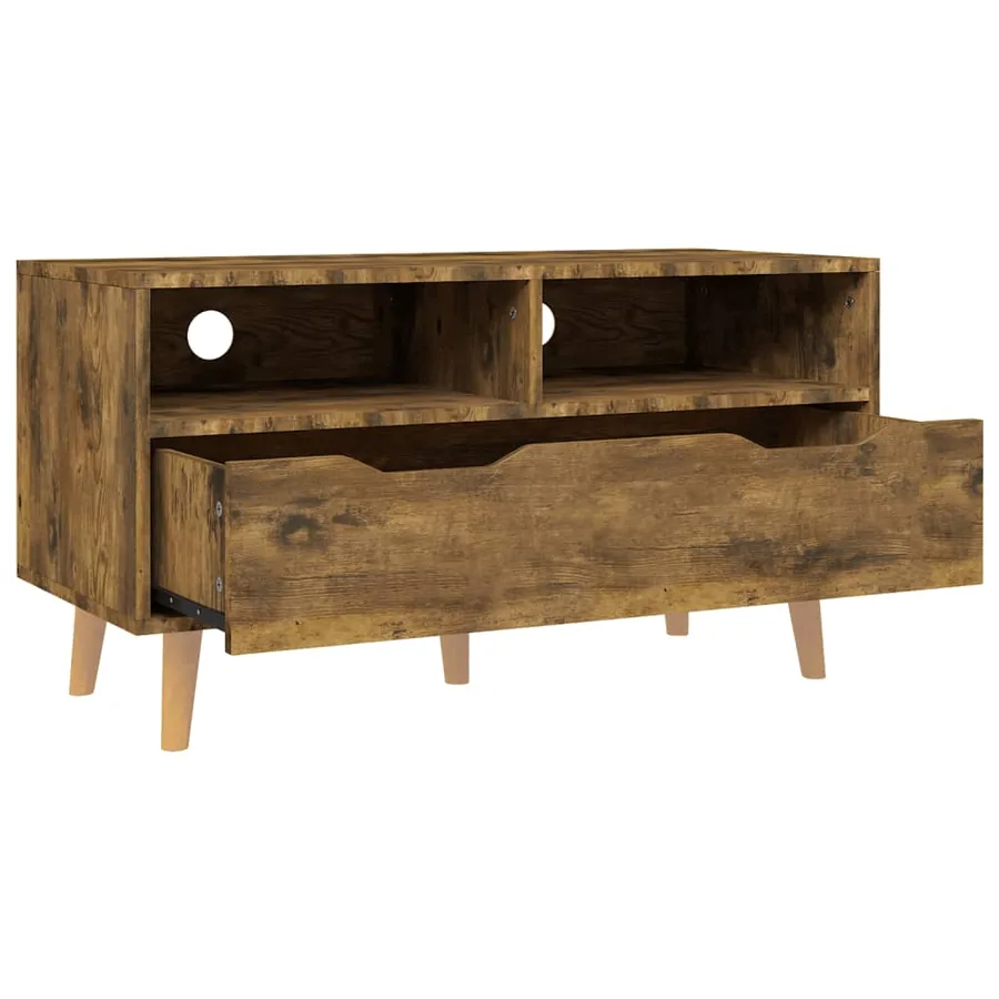 Meuble TV chêne fumé 90x40x48,5 cm bois d'ingénierie - 4