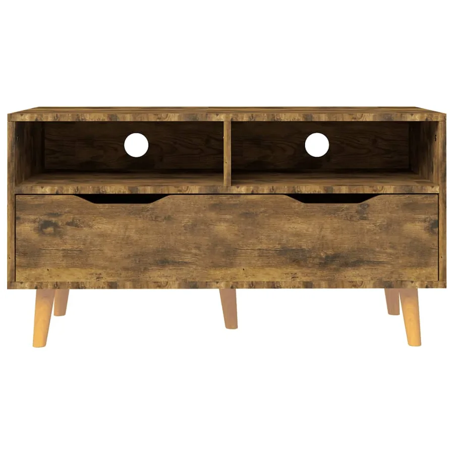 Meuble TV chêne fumé 90x40x48,5 cm bois d'ingénierie - 5
