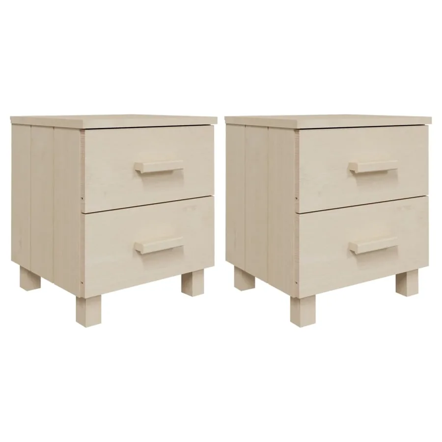 Tables de chevet HAMAR 2pcs Marron miel 40x35x44,5cm Bois - 2