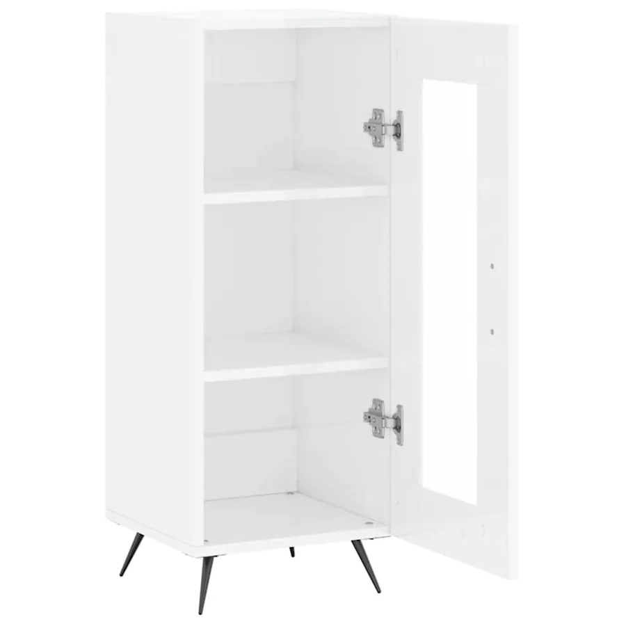 Buffet Blanc brillant 34,5x34x90 cm Bois d'ingénierie - 6