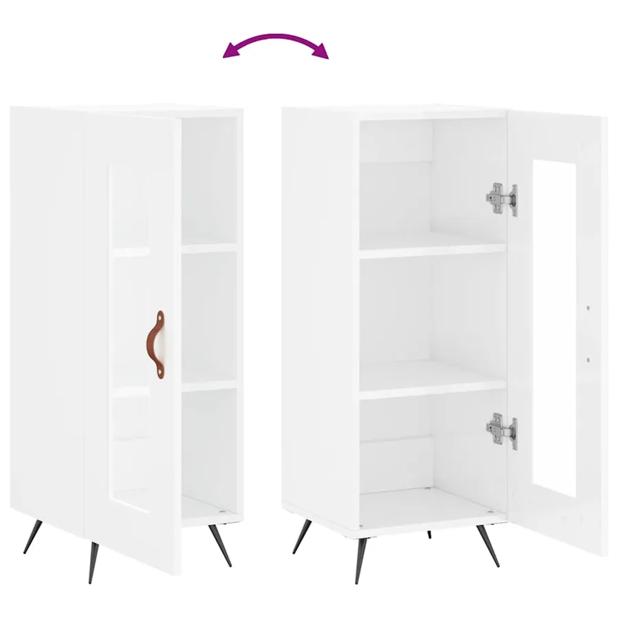 Buffet Blanc brillant 34,5x34x90 cm Bois d'ingénierie - 9