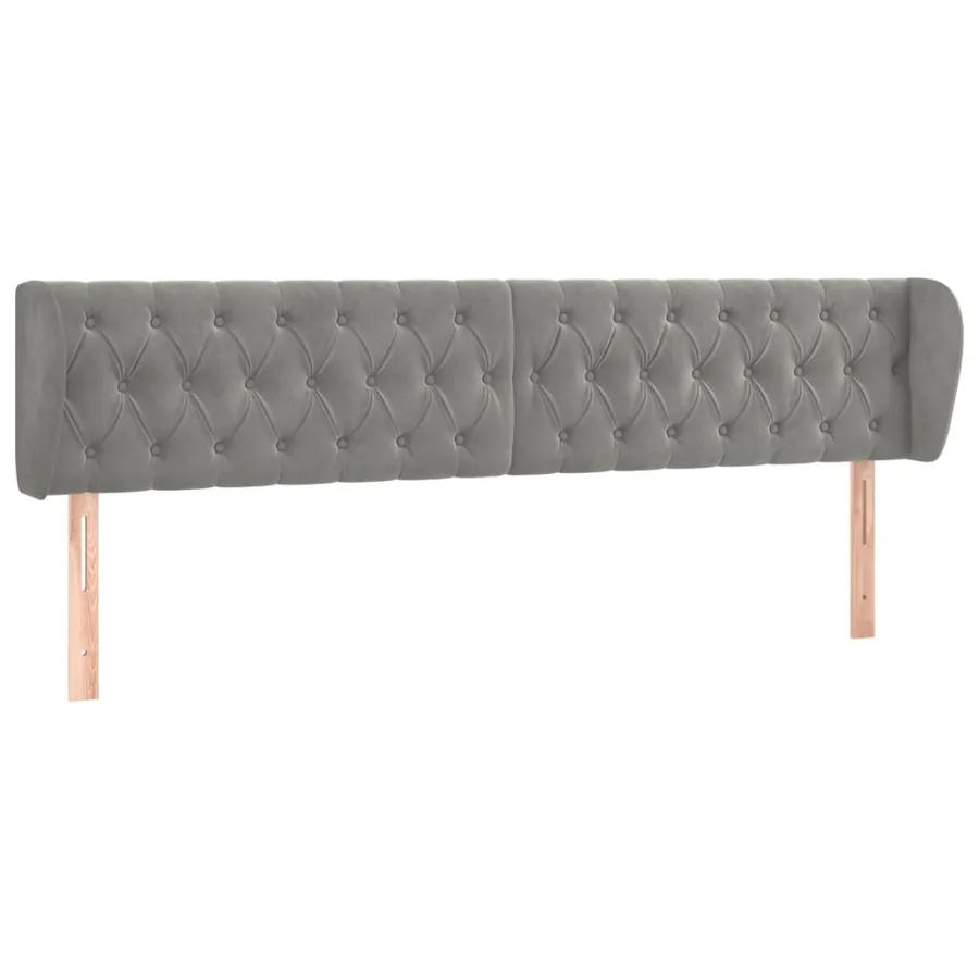 Tête de lit avec oreilles Gris clair 203x23x78/88 cm Velours - 2