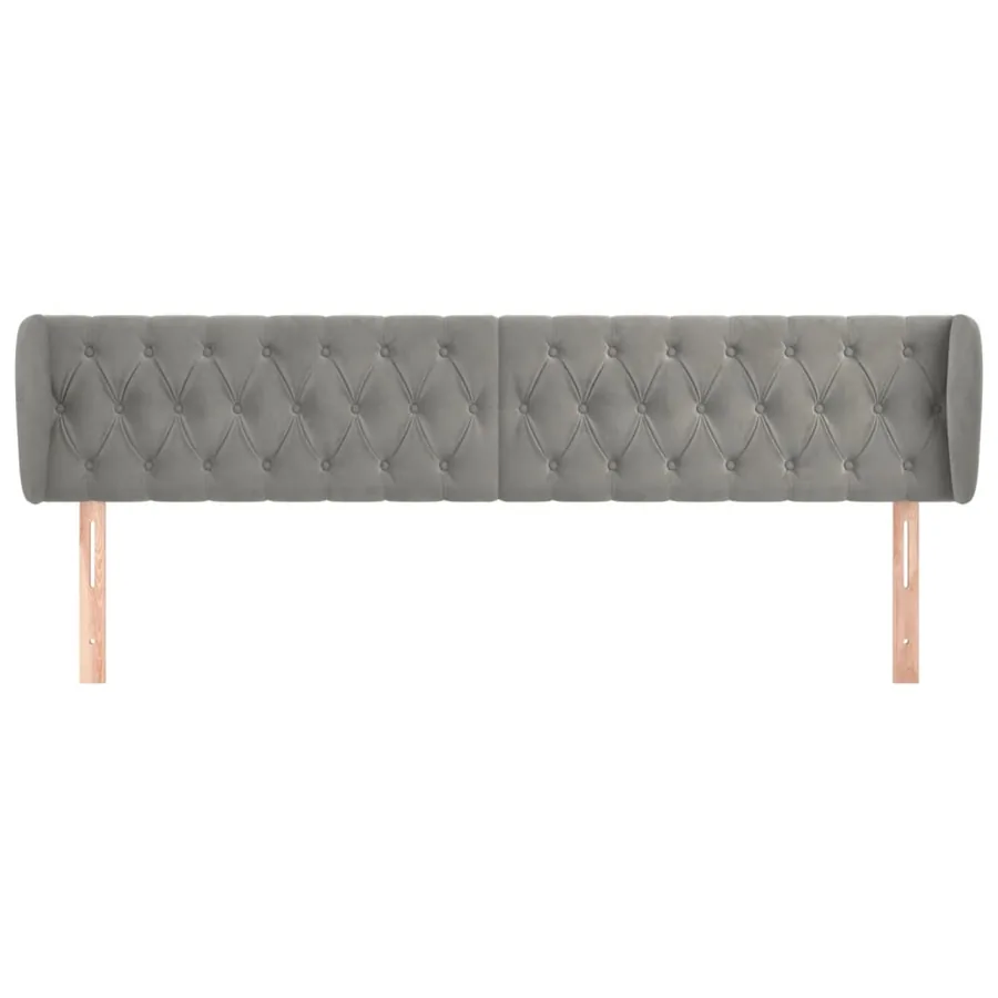 Tête de lit avec oreilles Gris clair 203x23x78/88 cm Velours - 3