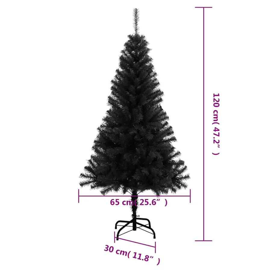 Sapin de Noël artificiel avec support noir 120 cm PVC - 7