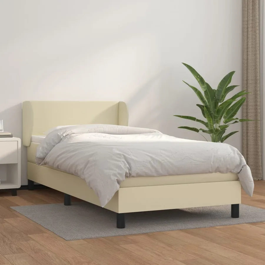 Sommier à lattes de lit avec matelas Crème 80x200 cm Similicuir