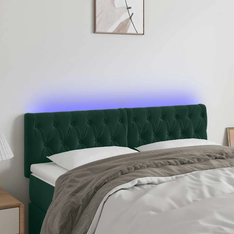 Tête de lit à LED Vert foncé 144x7x78/88 cm Velours