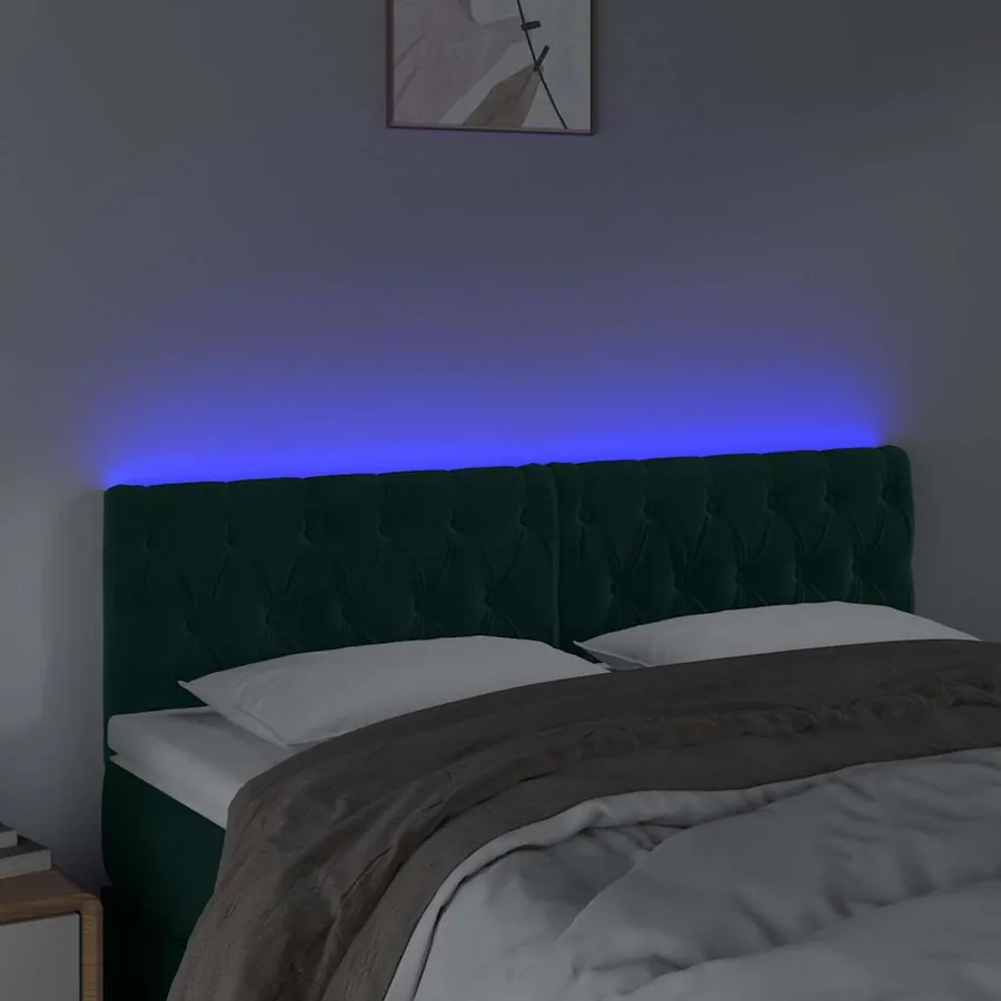 Tête de lit à LED Vert foncé 144x7x78/88 cm Velours - 3