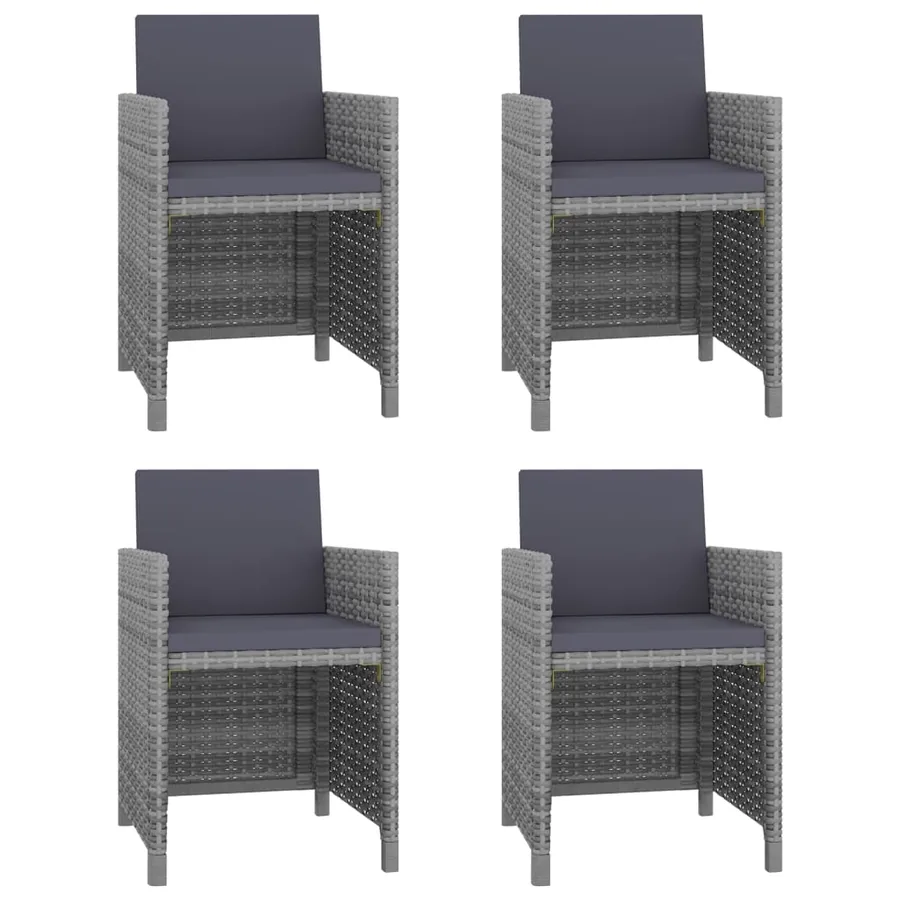 Ensemble à manger d'extérieur 5pcs coussins résine tressée gris - 2