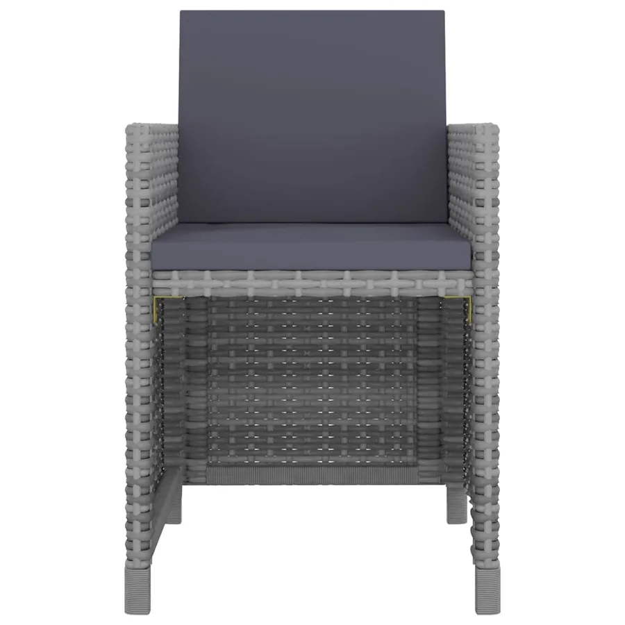 Ensemble à manger d'extérieur 5pcs coussins résine tressée gris - 4
