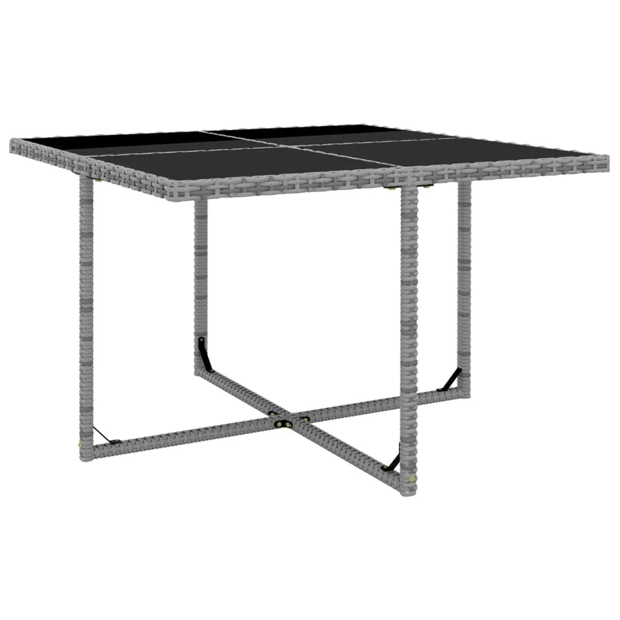 Ensemble à manger d'extérieur 5pcs coussins résine tressée gris - 5