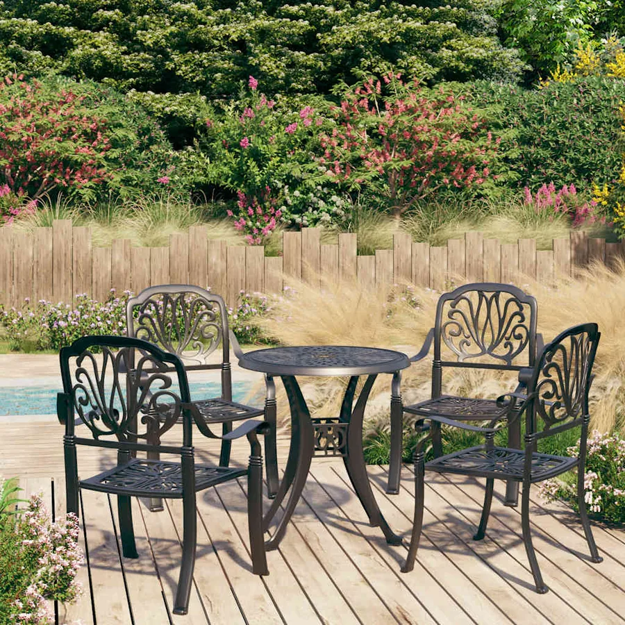 Ensemble de bistro 5 pcs Aluminium coulé Noir