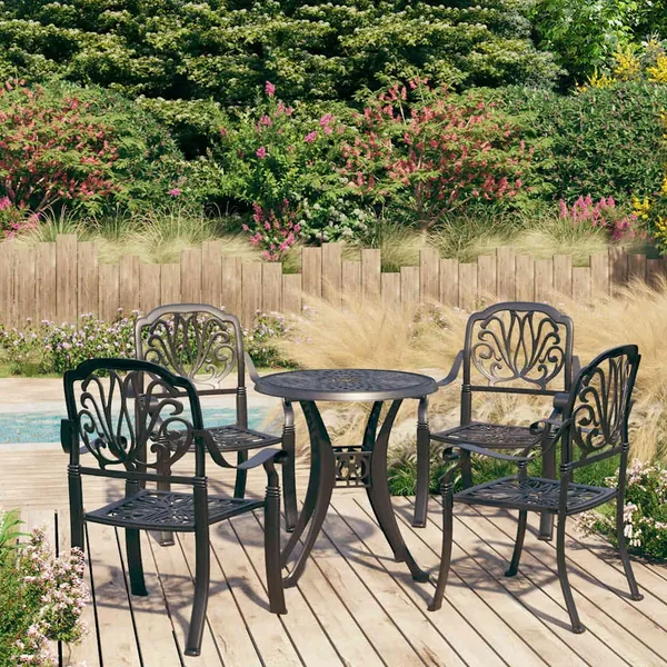 Ensemble de bistro 5 pcs Aluminium coulé Noir