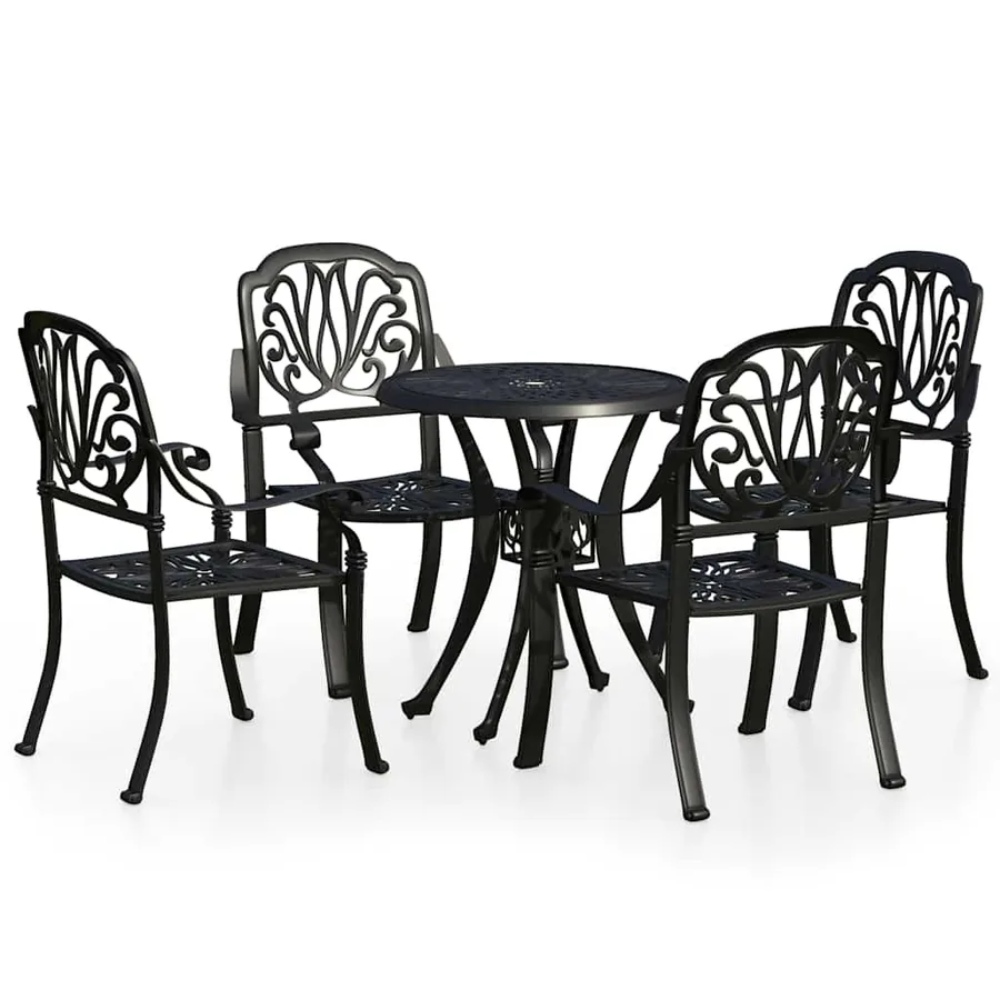 Ensemble de bistro 5 pcs Aluminium coulé Noir - 2