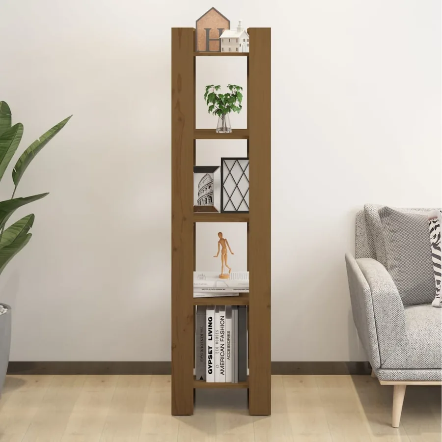 Bibliothèque/Séparateur de pièce Marron miel 41x35x160 cm Pin - 3