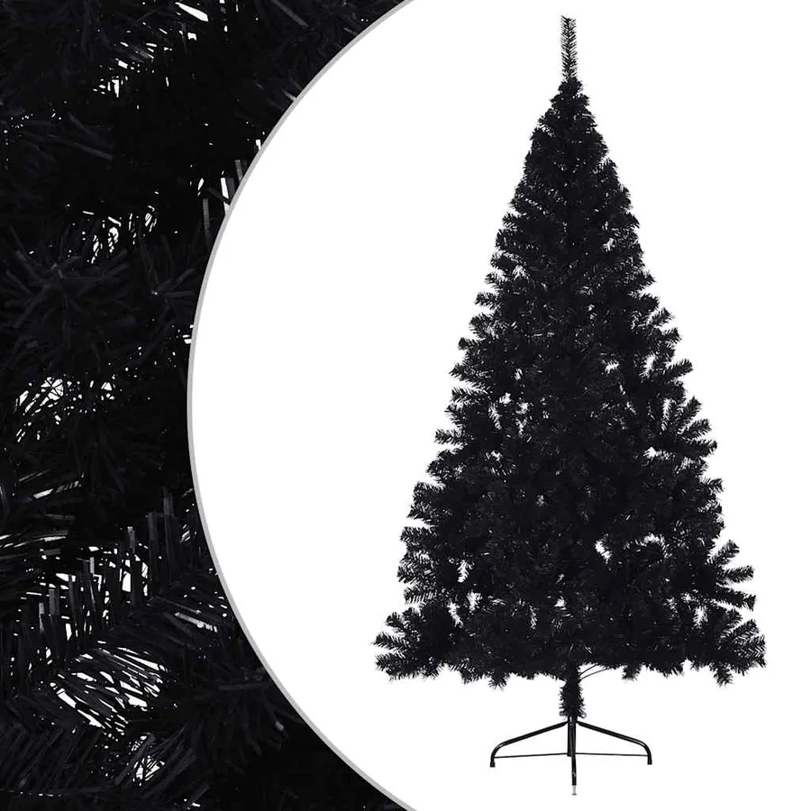 Demi sapin de Noël artificiel avec support Noir 240 cm PVC - 2
