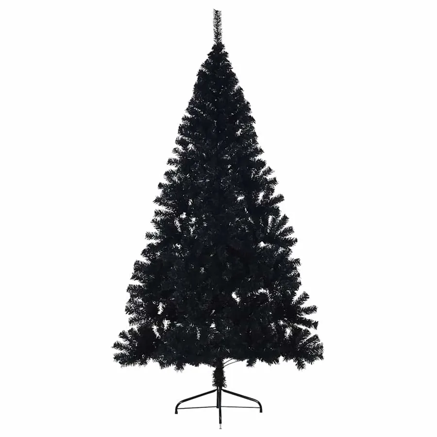 Demi sapin de Noël artificiel avec support Noir 240 cm PVC - 3