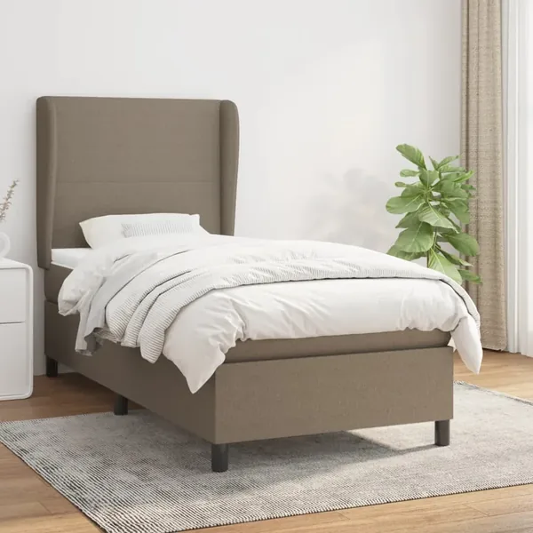 Sommier à lattes de lit avec matelas Taupe 100x200 cm Tissu