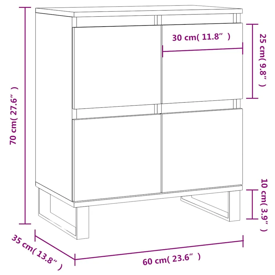 Buffet Blanc brillant 60x35x70 cm Bois d'ingénierie - 11