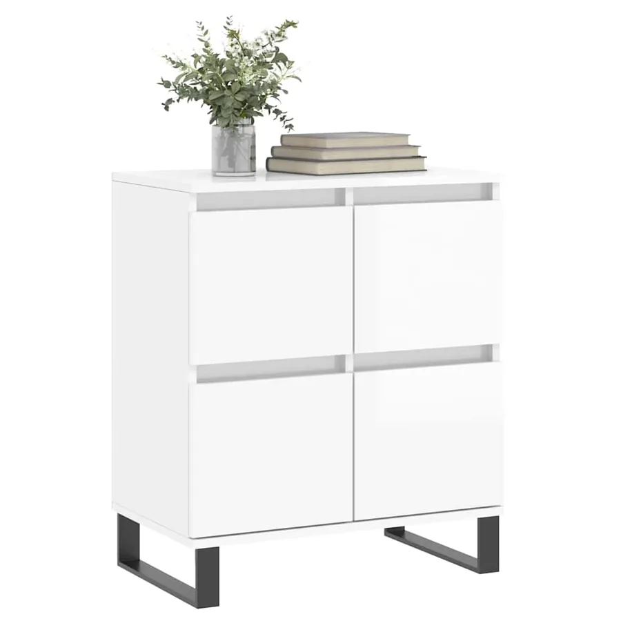 Buffet Blanc brillant 60x35x70 cm Bois d'ingénierie - 3