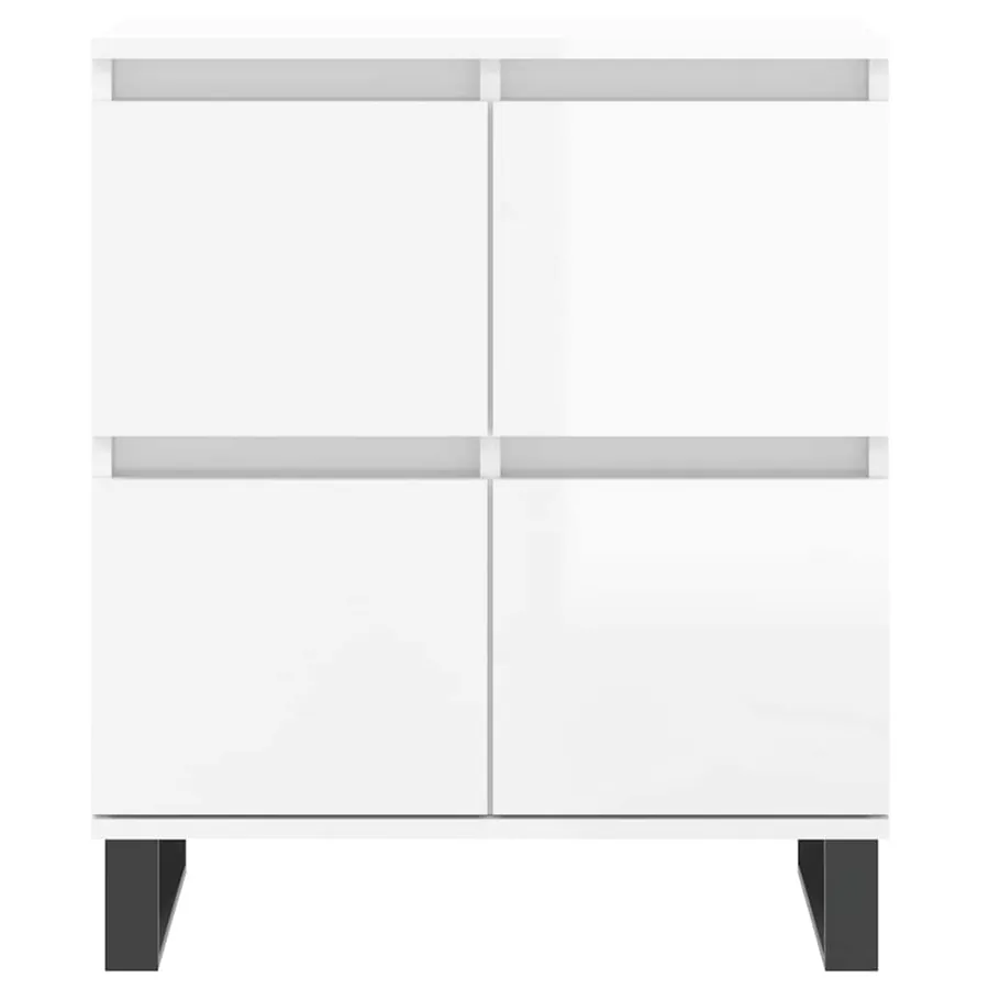 Buffet Blanc brillant 60x35x70 cm Bois d'ingénierie - 5
