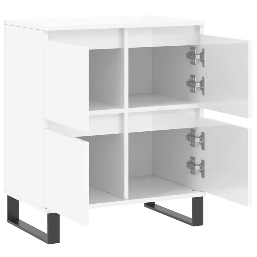 Buffet Blanc brillant 60x35x70 cm Bois d'ingénierie - 6