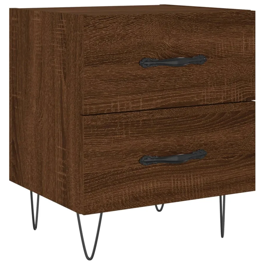 Table de chevet chêne marron 40x35x47,5 cm bois d’ingénierie - 2
