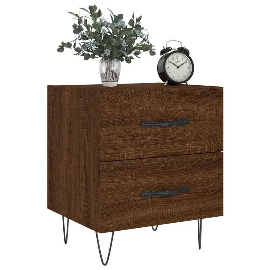 Table de chevet chêne marron 40x35x47,5 cm bois d’ingénierie - 3
