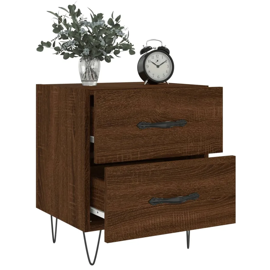 Table de chevet chêne marron 40x35x47,5 cm bois d’ingénierie - 4