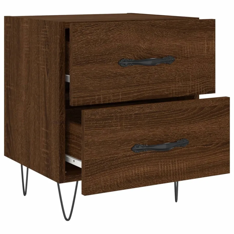 Table de chevet chêne marron 40x35x47,5 cm bois d’ingénierie - 5