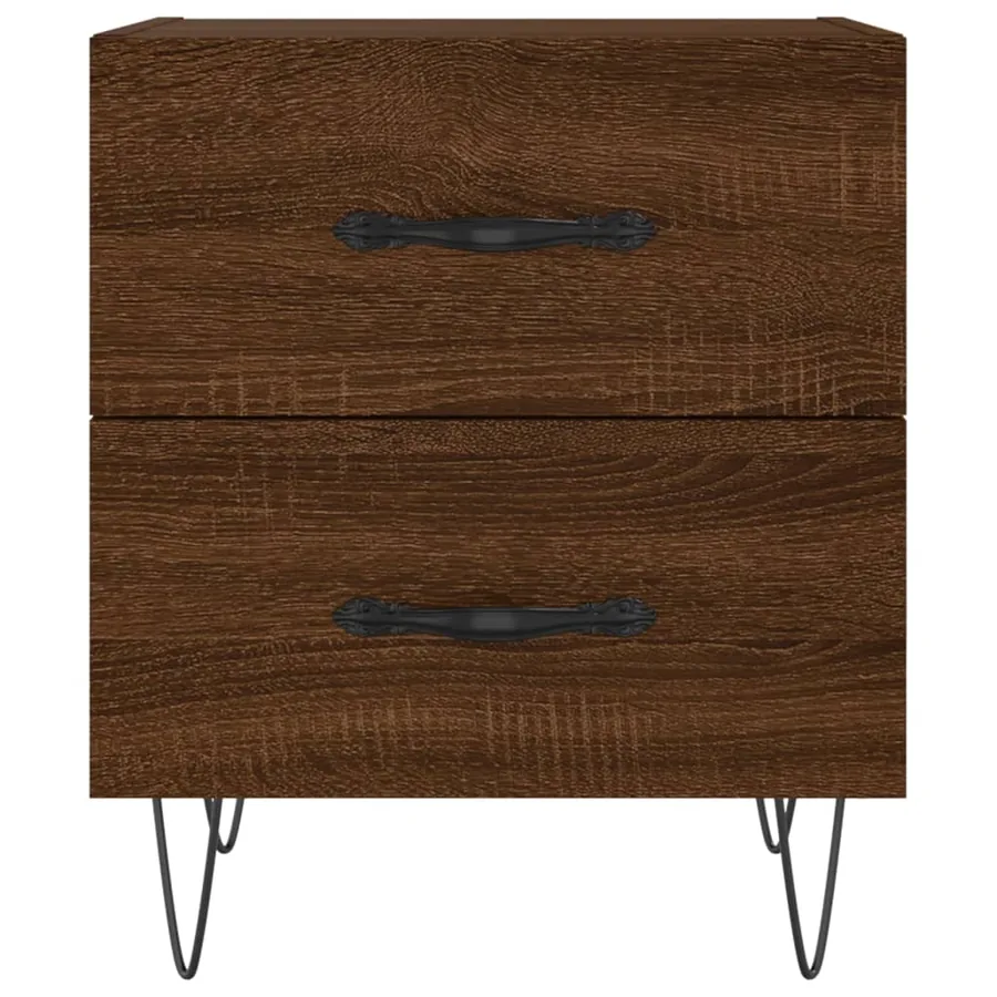 Table de chevet chêne marron 40x35x47,5 cm bois d’ingénierie - 6
