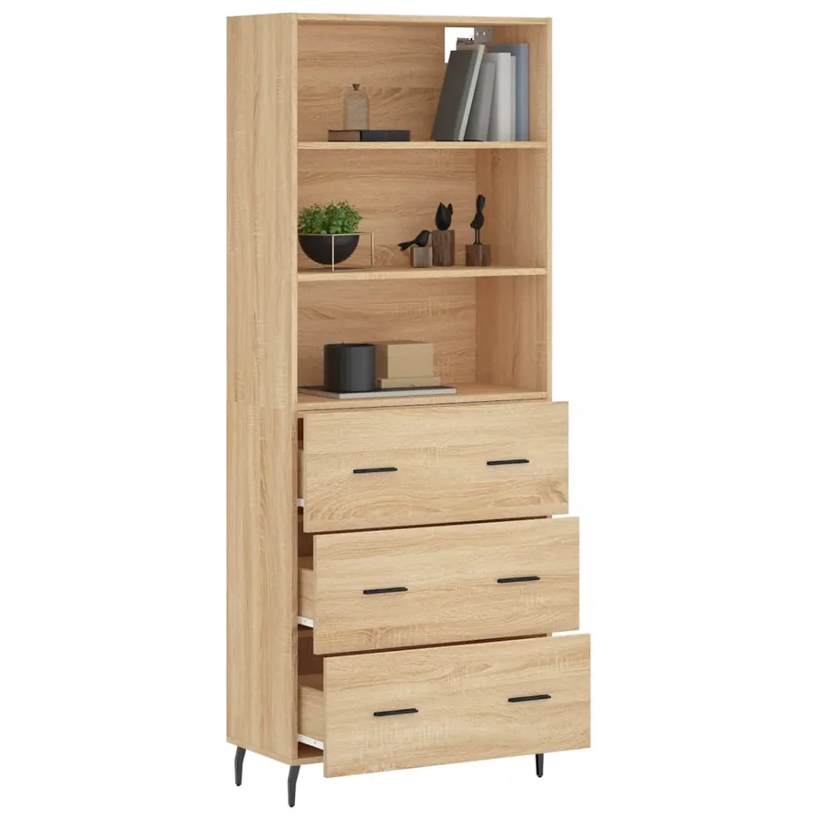 Buffet haut Chêne sonoma 69,5x34x180 cm Bois d'ingénierie - 3