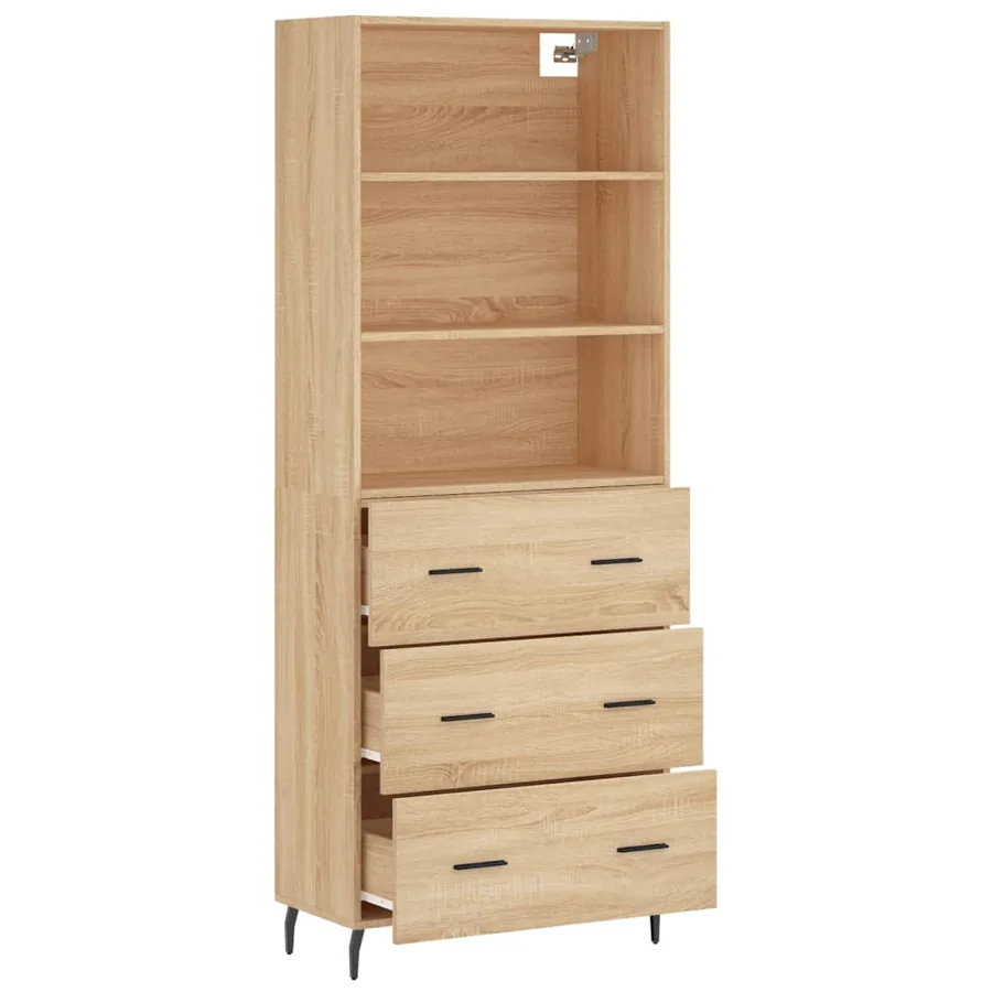 Buffet haut Chêne sonoma 69,5x34x180 cm Bois d'ingénierie - 4