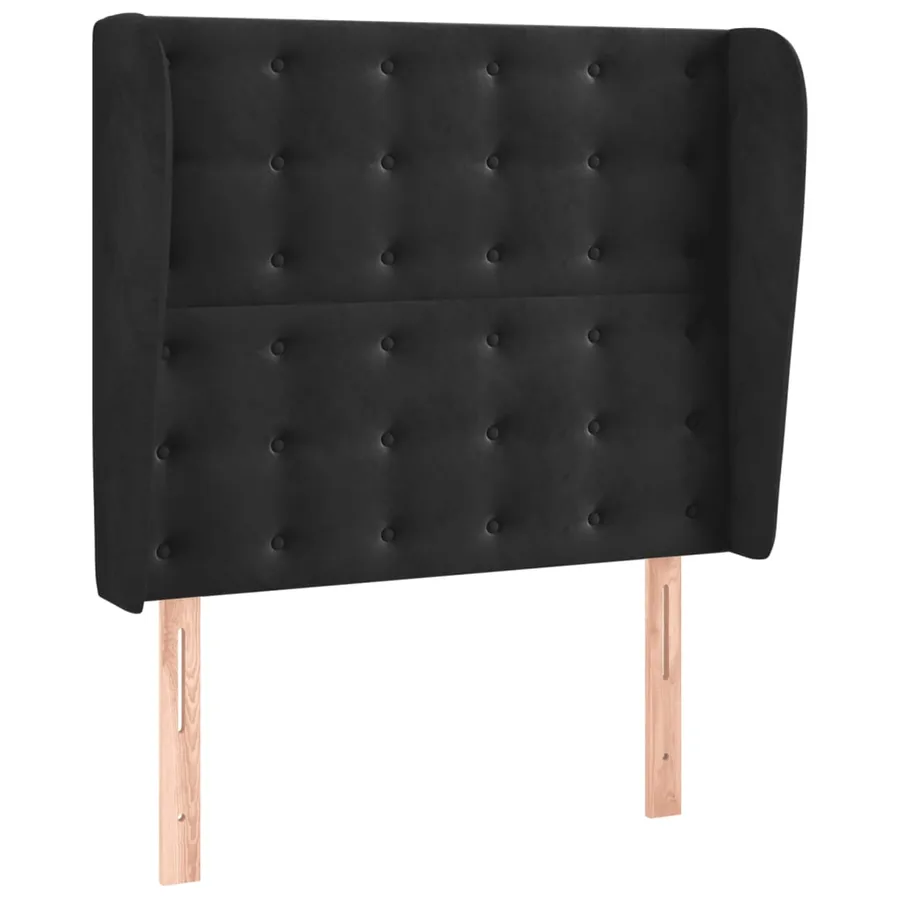 Tête de lit avec oreilles Noir 93x23x118/128 cm Velours - 2