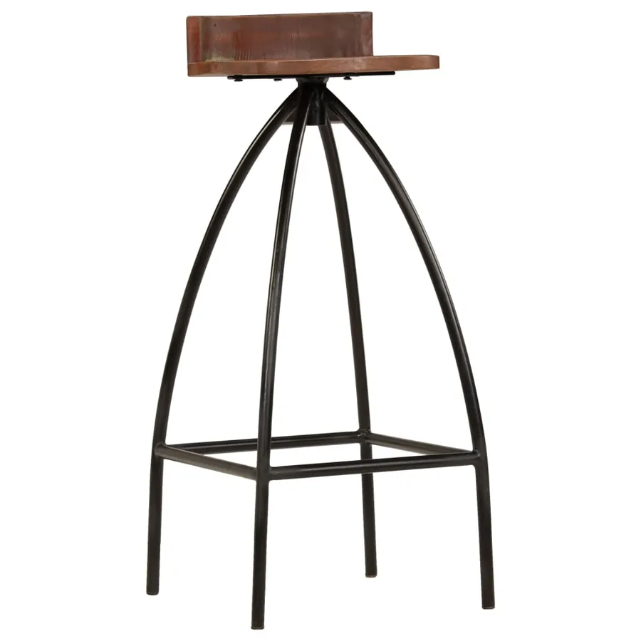 Tabourets de bar lot de 2 bois de récupération massif - 4