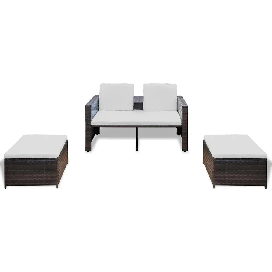 Salon de jardin 4 pcs avec coussins Résine tressée Marron - 3