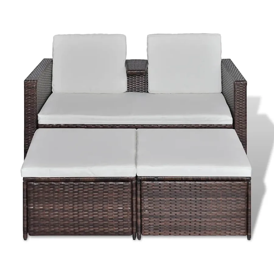 Salon de jardin 4 pcs avec coussins Résine tressée Marron - 4