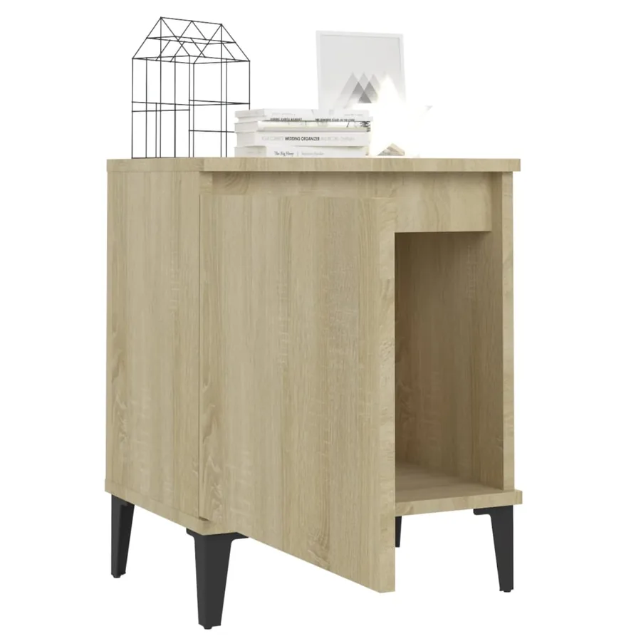 Table de chevet avec pieds en métal chêne sonoma 40x30x50 cm - 4