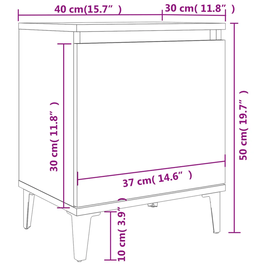 Table de chevet avec pieds en métal chêne sonoma 40x30x50 cm - 8