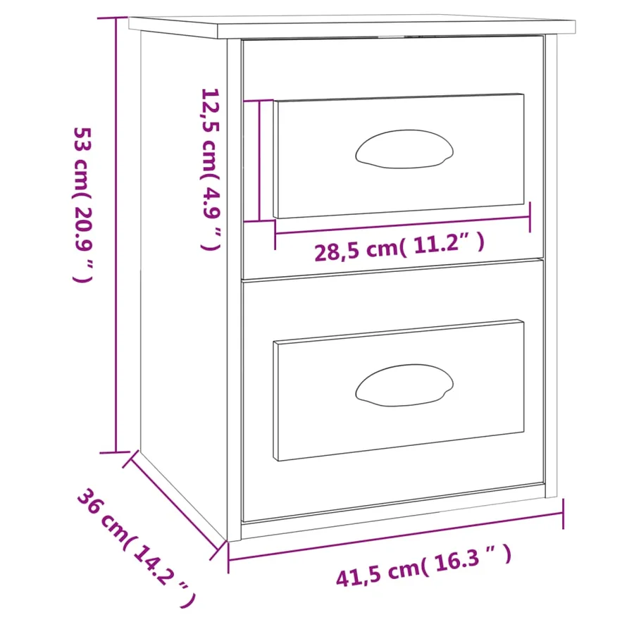 Table de chevet murale blanc brillant 41,5x36x53 cm - 11