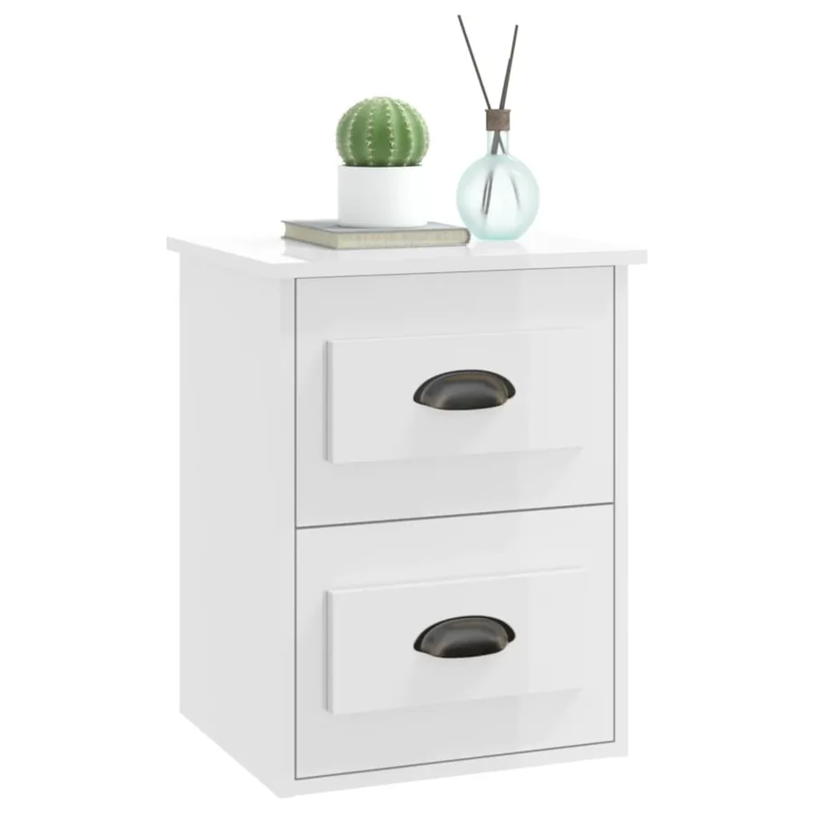 Table de chevet murale blanc brillant 41,5x36x53 cm - 4