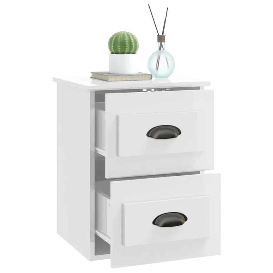 Table de chevet murale blanc brillant 41,5x36x53 cm - 5