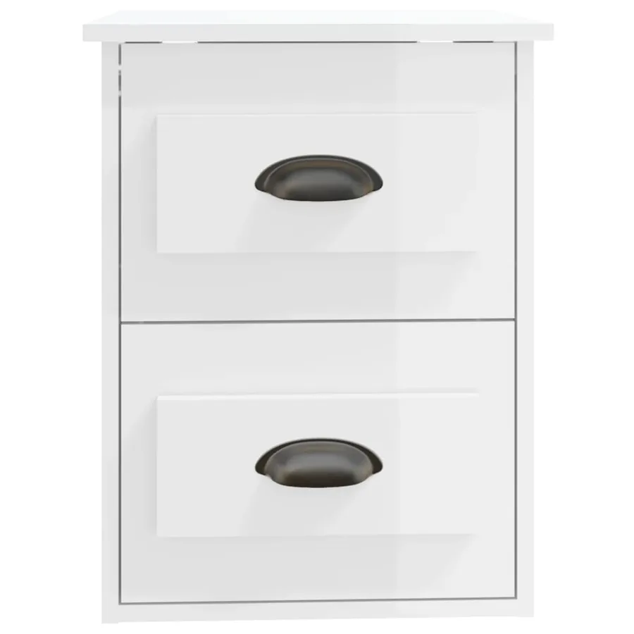 Table de chevet murale blanc brillant 41,5x36x53 cm - 7