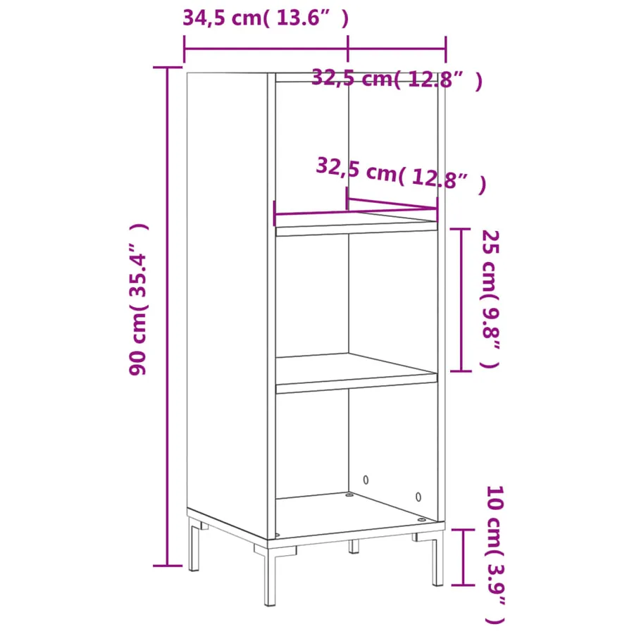 Buffet chêne marron 34,5x32,5x90 cm bois d'ingénierie - 9