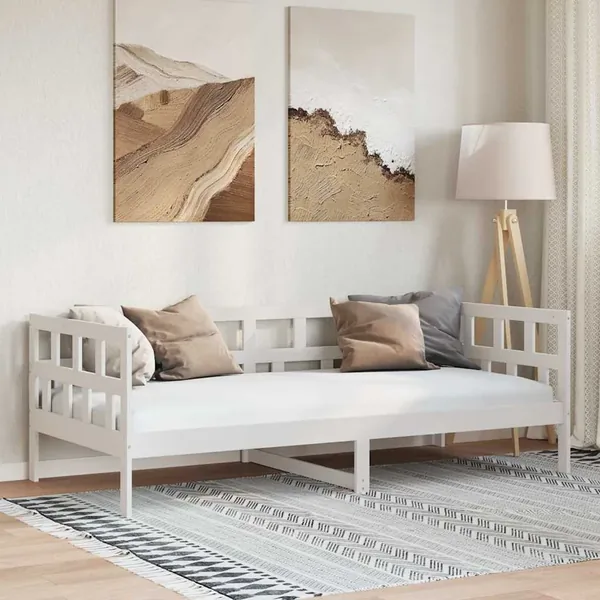Lit de jour sans matelas blanc bois de pin massif 80x200 cm